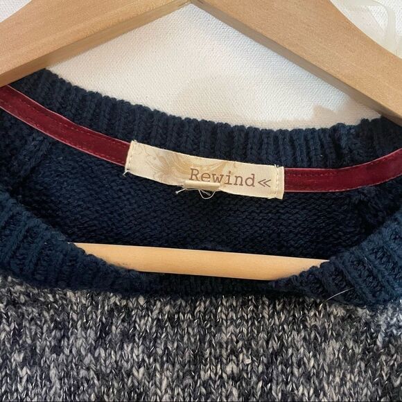 Rewind two tones navy and marled blues zip side slits sweater in Size La… - Picture 3 of 13